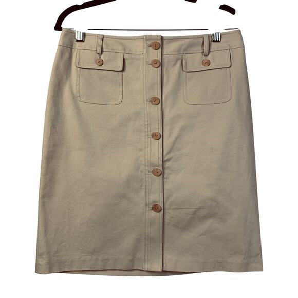 J. MCLAUGHLIN Skirt 6 High Rise A-Line Mini Button Closure Front Pockets Stretch - Picture 1 of 11
